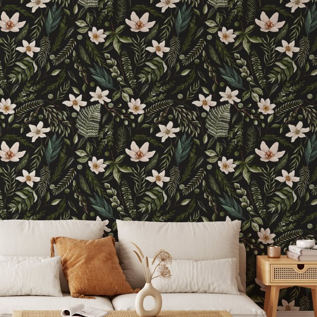 Blume Wasserfarbenes botanisches Muster Tapete (In situ)