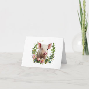 Blume Watercolor Baby Pig (Piglet) Karte