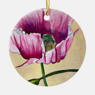 Blume Watercolor Pink Poppe Keramik Ornament