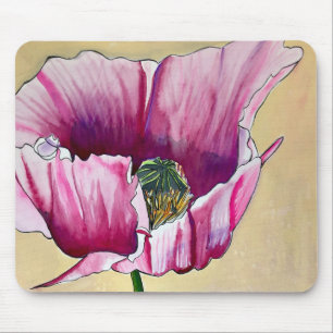 Blume Watercolor Pink Poppe Mousepad