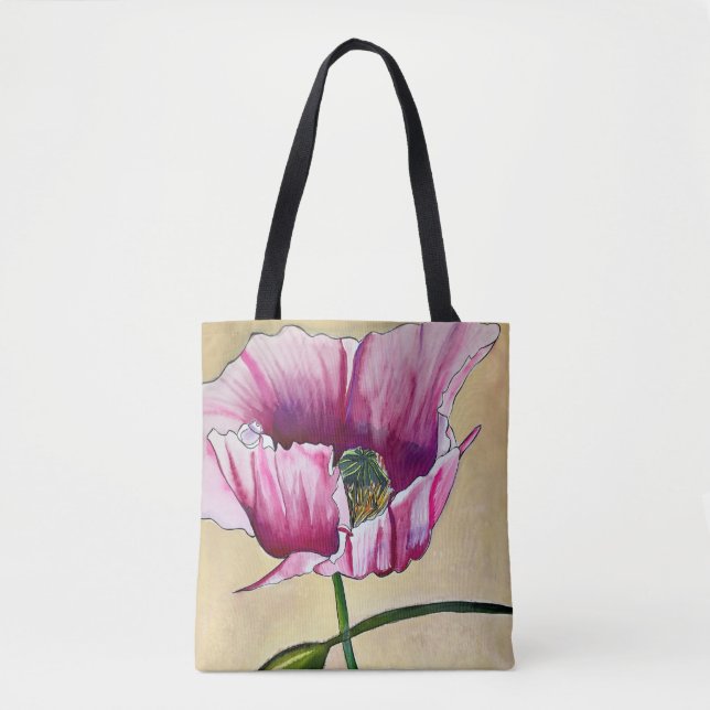 Blume Watercolor Pink Poppe Tasche (Vorderseite)