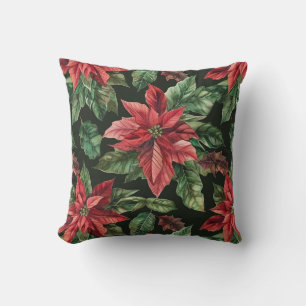 Blume Watercolor Poinsettia Weihnachten Kissen
