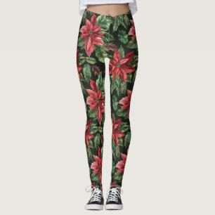 Blume Watercolor Poinsettia Weihnachten Leggings
