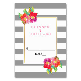 Blume Watercolor Streifen Hochzeitskarte Tischnummer