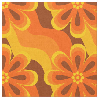 Blume & Waves-Muster der 1960er Jahre Stoff