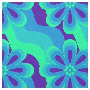 Blume & Waves-Muster der 1960er Jahre Stoff