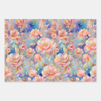 Blume Weiche Pastellfarben Geschenkpapier Set