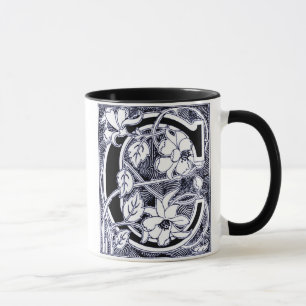 Blume Weinbrief 'C' in blau - Tasse