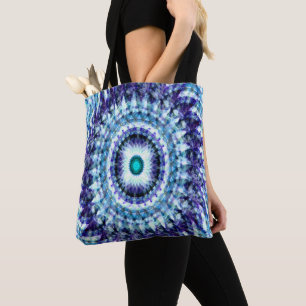 Blume Weiß blaues türkisblaues Mandala...... Tasche