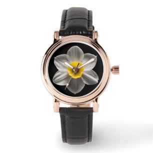 Blume   Weiße affodische Blume Armbanduhr