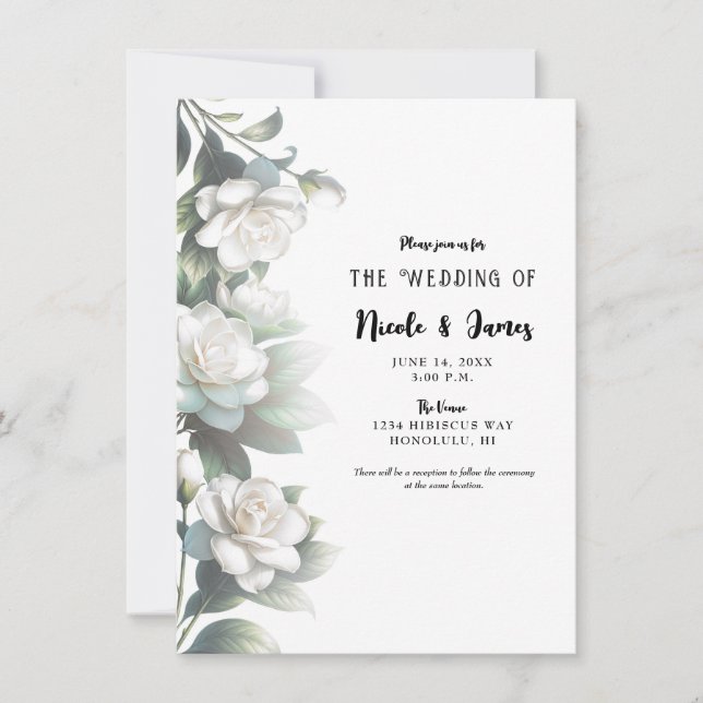 Blume Weißes Grödnerland Hochzeit von Flora und Fa Einladung (Vorderseite)
