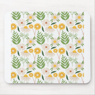 Blume Weißes Muster Blumenmuster Nahtlose Dekorati Mousepad