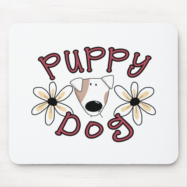 Blume Welpen Hunde T - Shirt und Geschenke Mousepad (Vorne)