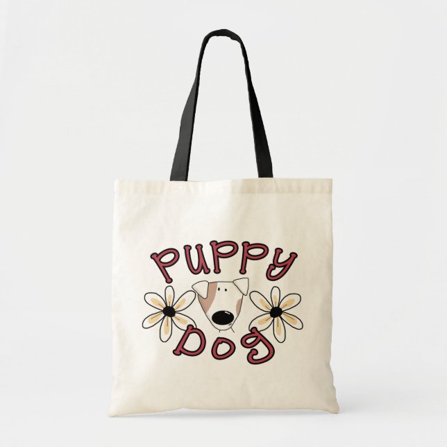 Blume Welpen Hunde T - Shirt und Geschenke Tragetasche (Vorne)