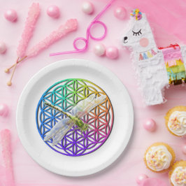 Blume, wenn Libellenfliege die heilige Geometrie k Pappteller