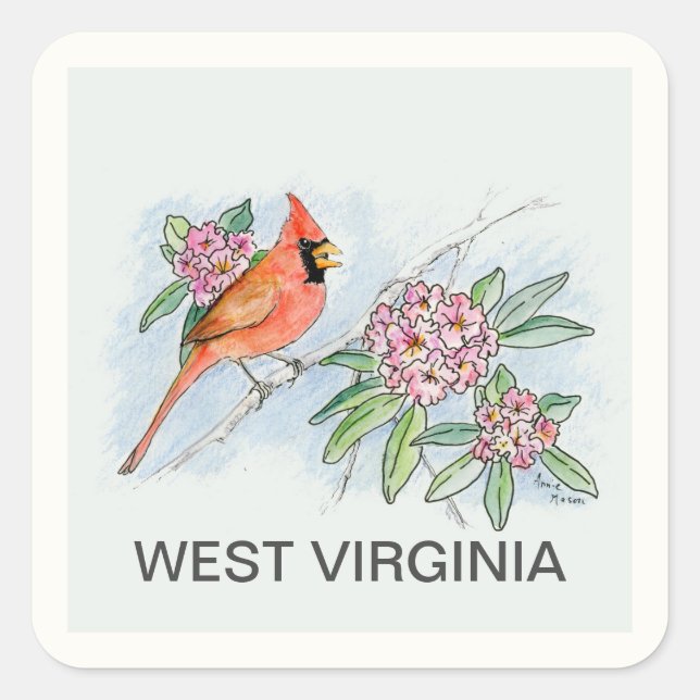 Blume West Virginia Quadratischer Aufkleber (Vorderseite)