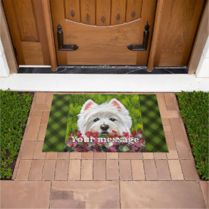 Blume Westie und Pink Fußmatte