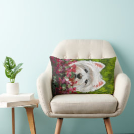 Blume Westie und Pink Lendenkissen