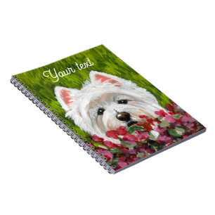Blume Westie und Pink Notizblock
