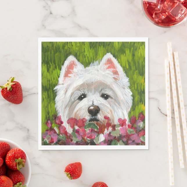 Blume Westie und Pink Serviette (Beispiel)