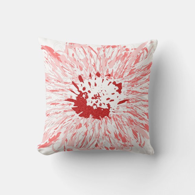Blume "white Abstrakt Red and Pink African Daisy" Kissen (Vorderseite)