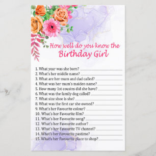 Blume Wie gut kennst du das Geburtstagsmädchen?