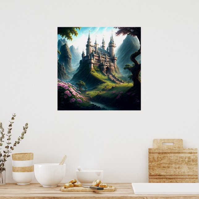 Blume Wiese Castle Poster (Küche)