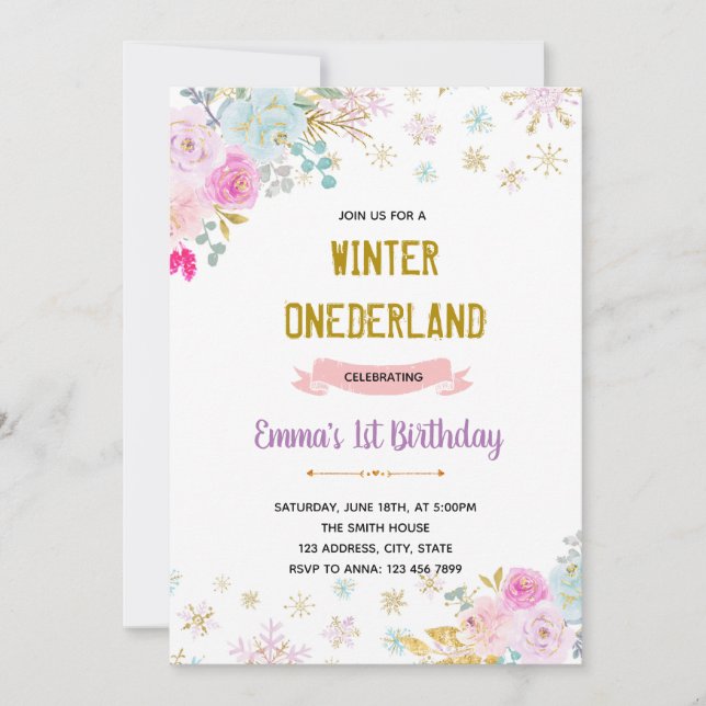 Blume Winterlandeinladung Einladung (Vorderseite)