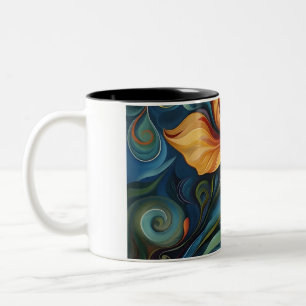 Blume Wirbel Digitales Kunstdesign Zweifarbige Tasse