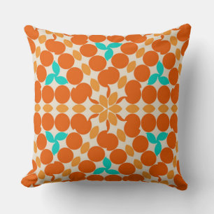 Blume Wirbel Kreise und wirbeln Orange und Aquamar Kissen