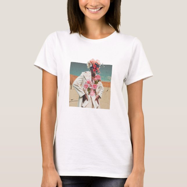 Blume Woman Mixed Media Collage T-Shirt (Vorderseite)