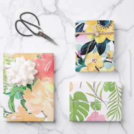 Blume Wrapping Paper | Lebhaftes Blumendesign Geschenkpapier Set