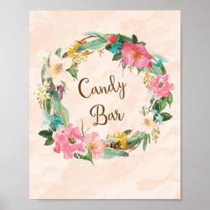 Blume Wreath Candy Bar Wedding Poster drucken