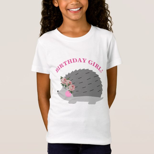 Blume Wreath Igel Birthday Girl T - Shirt (Vorderseite)