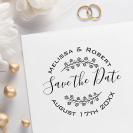 Blume Wreath Modern Wedding Save the Date 2 Gummistempel