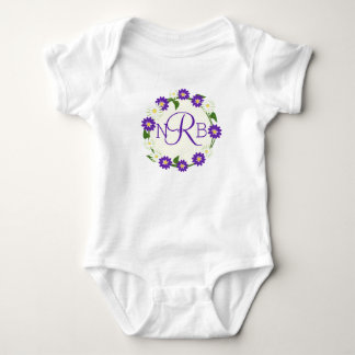 Blume Wreath Monogramm Lila Baby Strampler