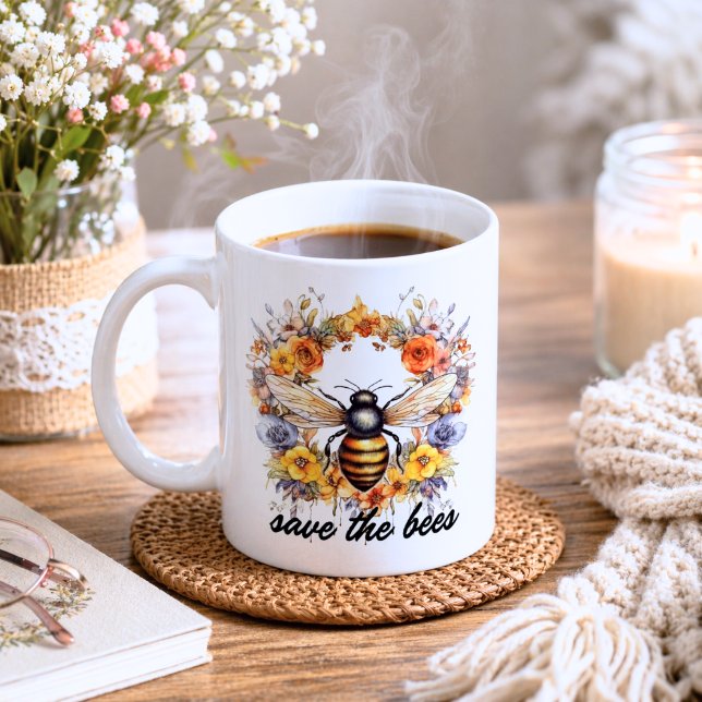 Blume Wreath Rettete die Bienen Kaffeetasse (Von Creator hochgeladen)