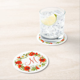 Blume Wreath Runder Pappuntersetzer