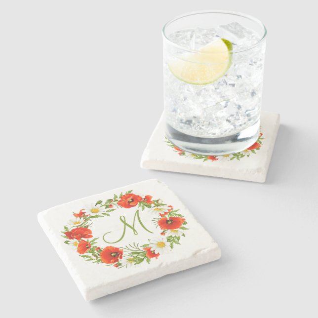 Blume Wreath Steinuntersetzer (Seitenansicht)