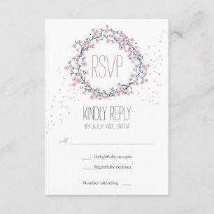 Blume Wreath Wedding RSVP Card Karte