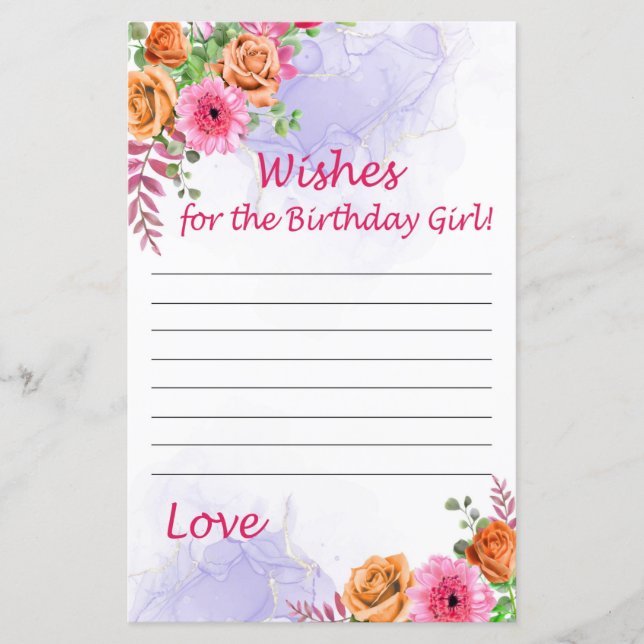 Blume wünscht Geburtstagsmädchen (Vorderseite)