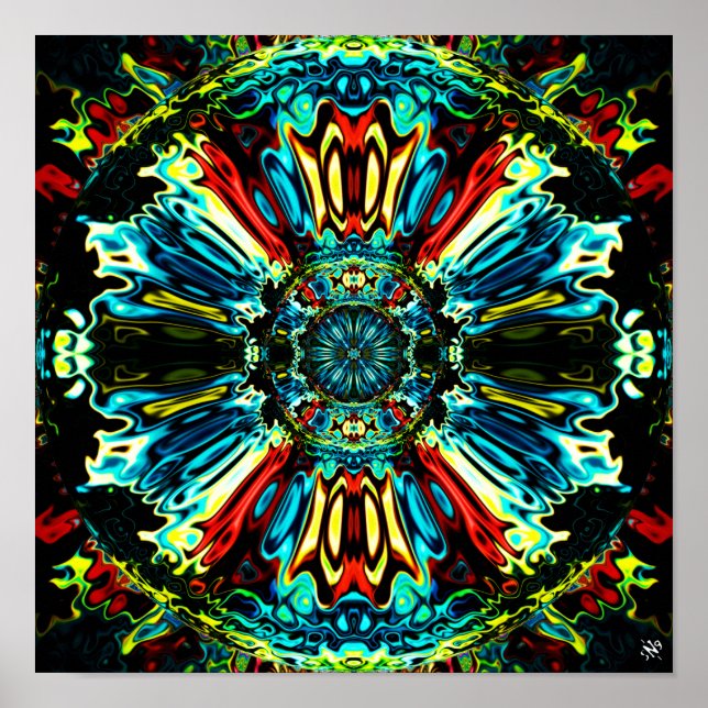 Blume X v1 - farbenfrohe Muster pareidolia Poster (Vorne)