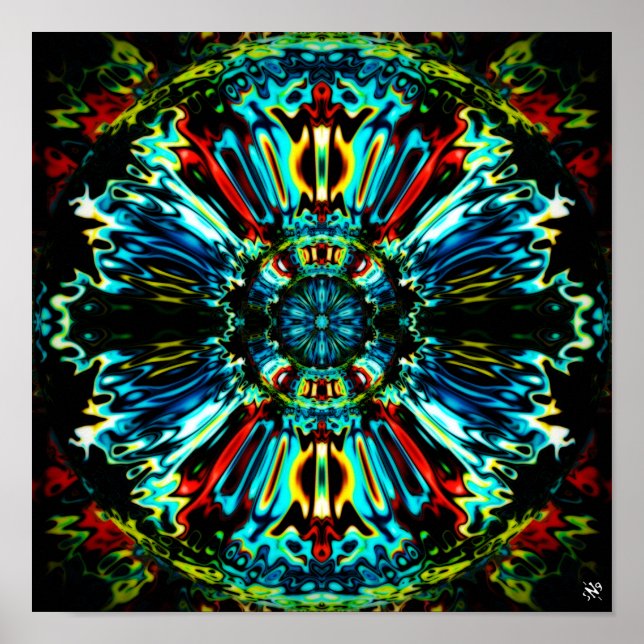 Blume X v2.1 - farbenfrohe Muster pareidolia Poster (Vorne)