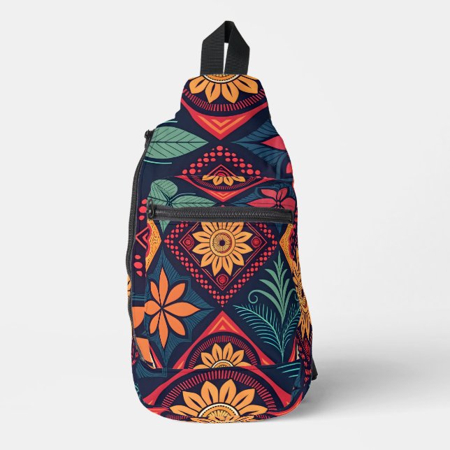 Blume-Zaubermuster Crossbody Bag (Vorderseite)