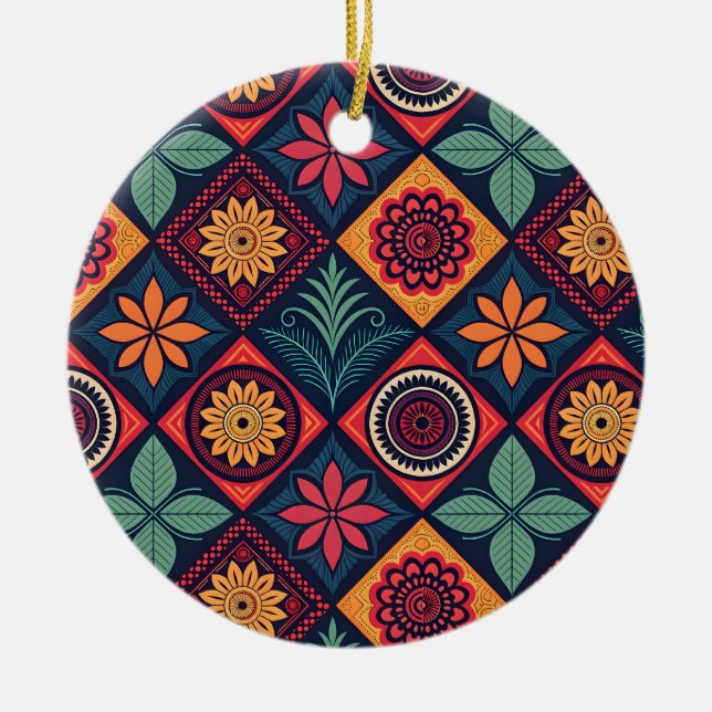 Blume-Zaubermuster Keramik Ornament (Vorne)