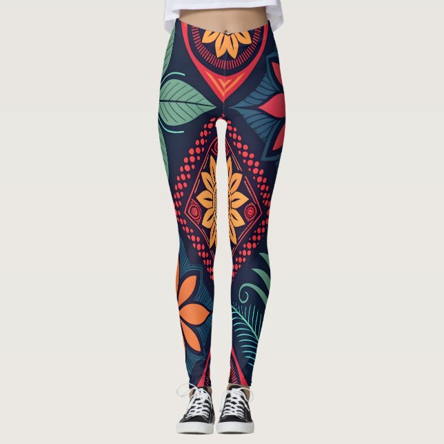 Blume-Zaubermuster Leggings (Vorderseite)