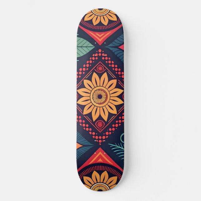 Blume-Zaubermuster Skateboard (Vorderseite)