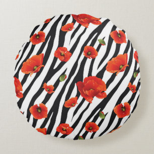 Blume Zebra Rundes Kissen