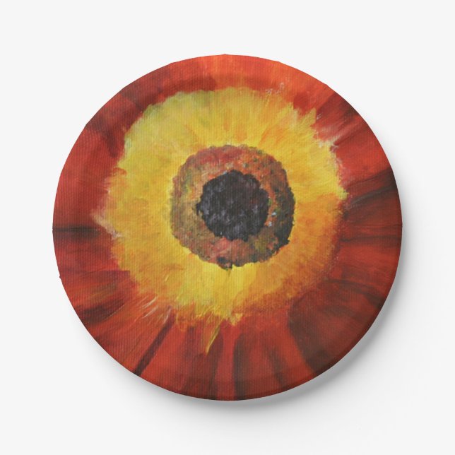 Blume Zeichnen von benutzerdefinierten Papierfarbe Pappteller (Vorderseite)
