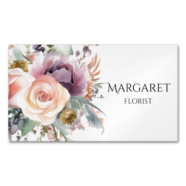 Blume zeichnend Aquarellbuquet Magnetische Visitenkarte (Vorderseite)